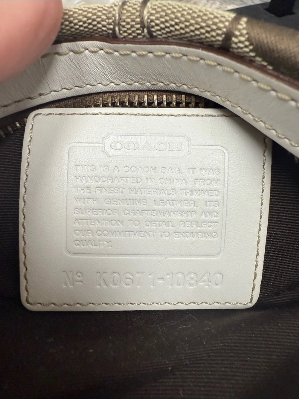 Y2K Coach Khaki/Chalk Mini Crescent Crossbody with Signature C Pattern
